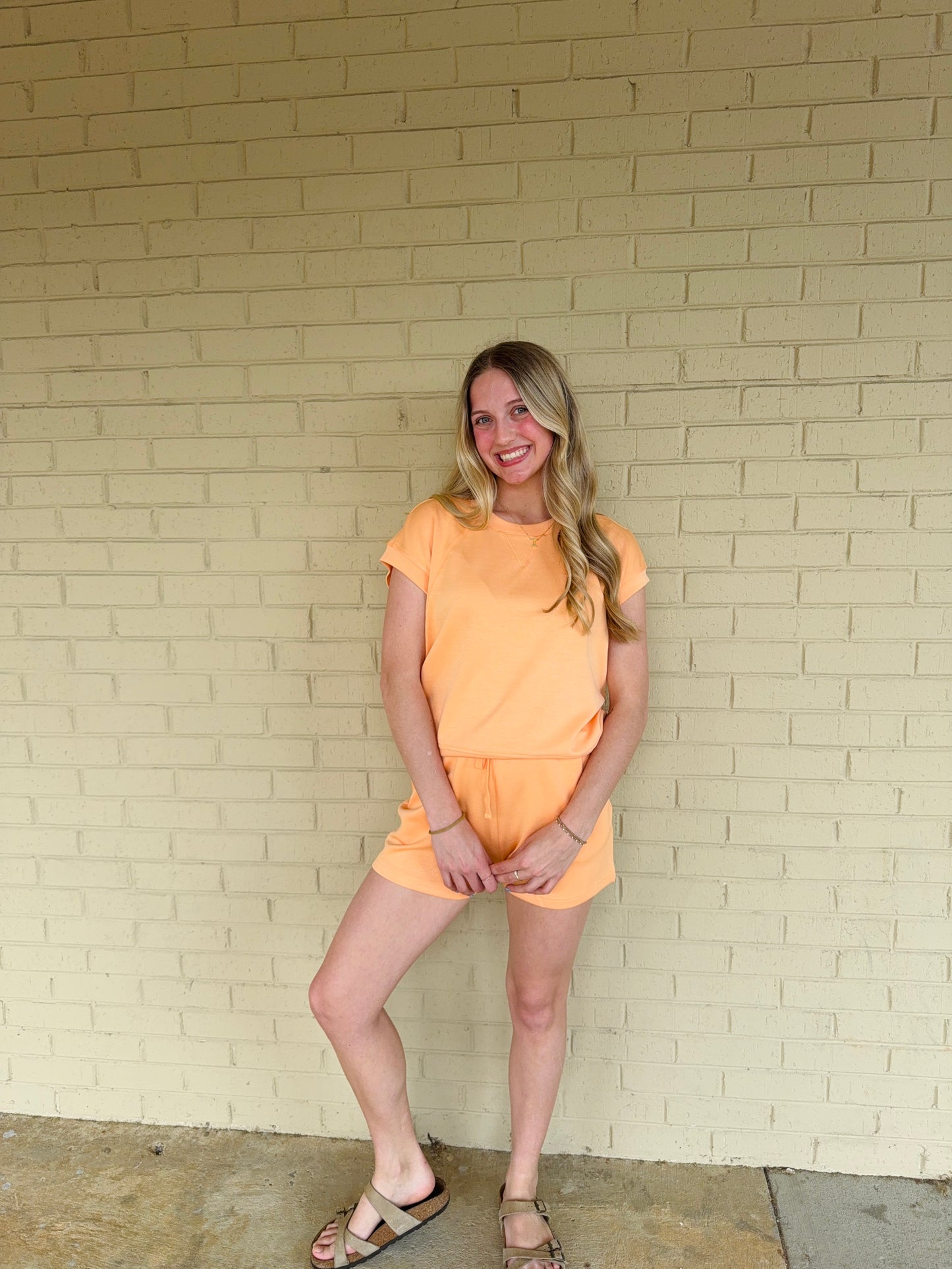 Sleeveless Orange Short Set