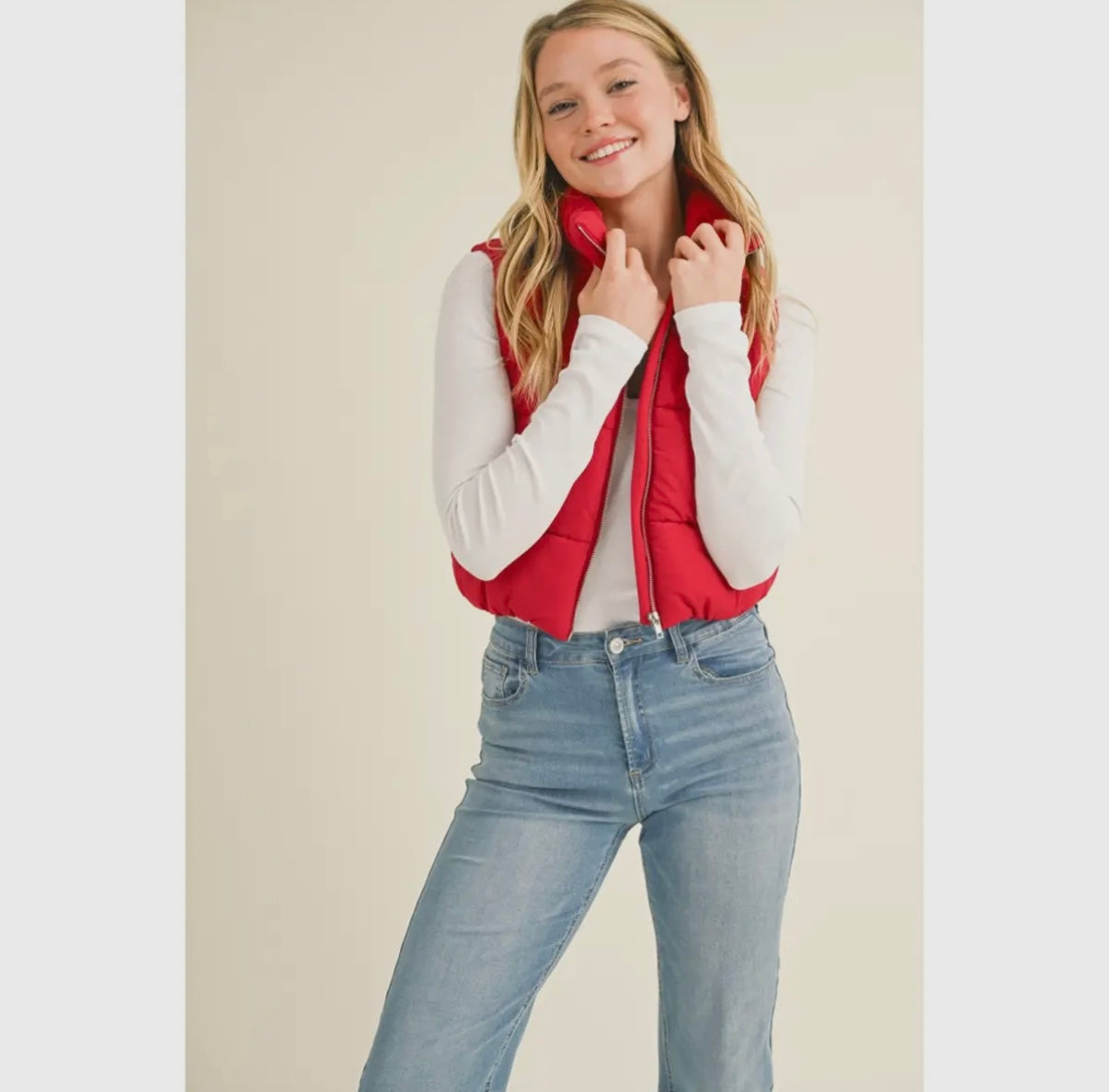 High Neck Cropped Vest