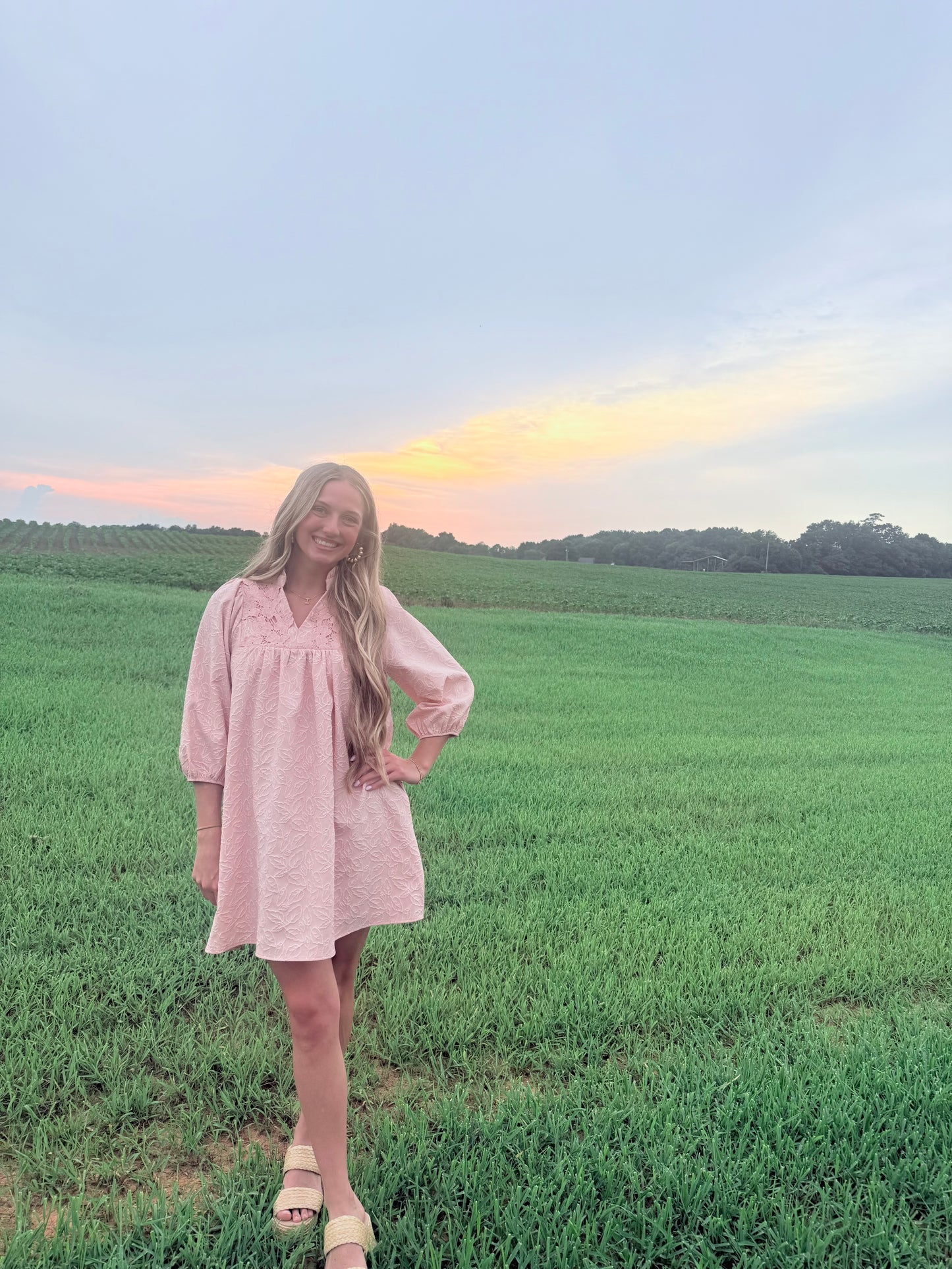 Pink Jacquard Dress