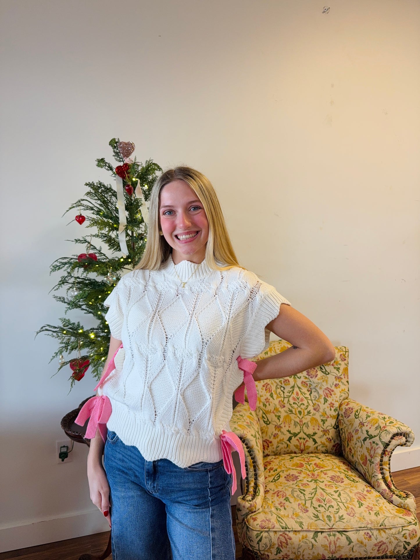 Mock Neck Cropped Sweater Vest