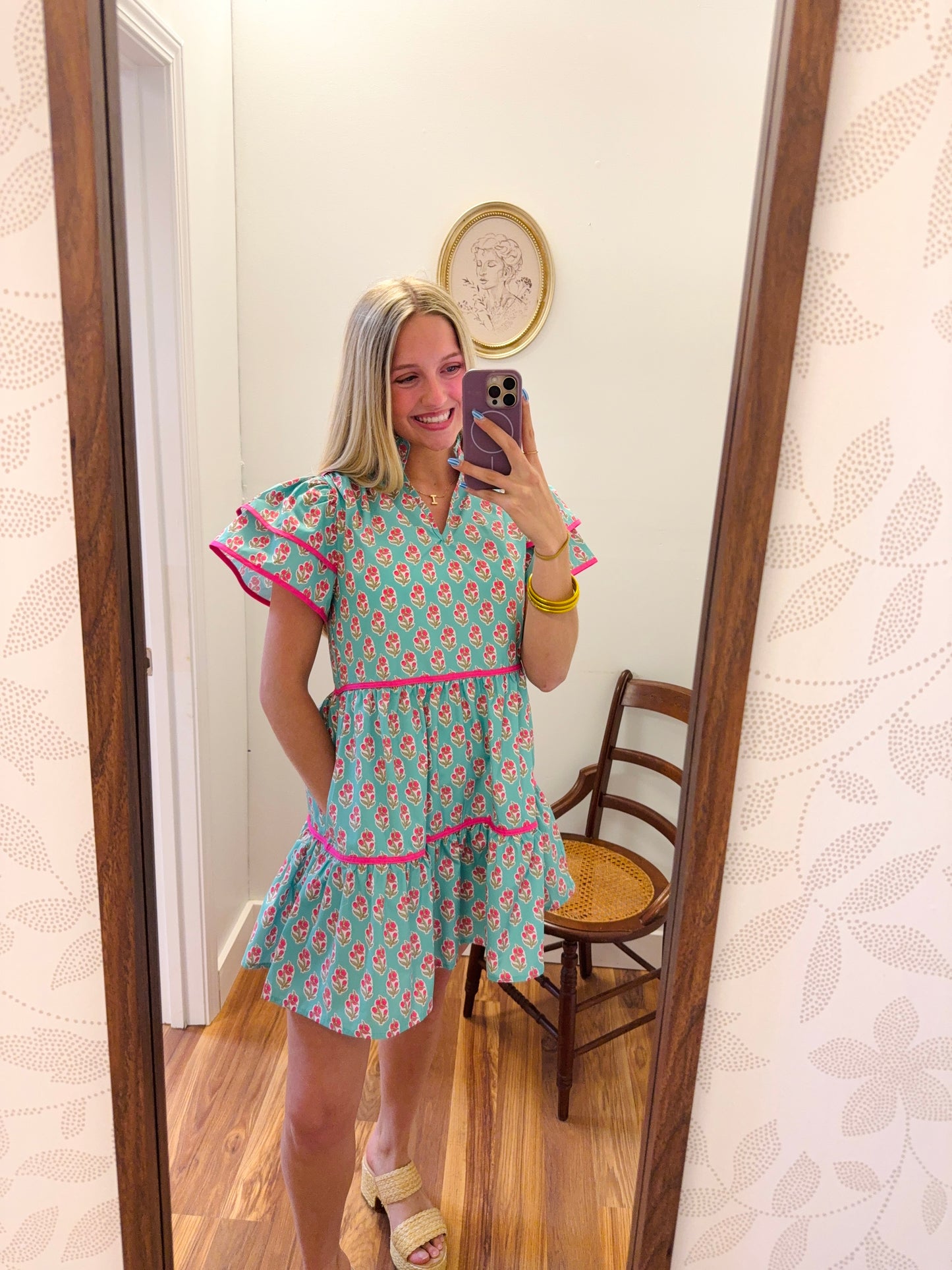 Floral Print Tiered Mini Dress