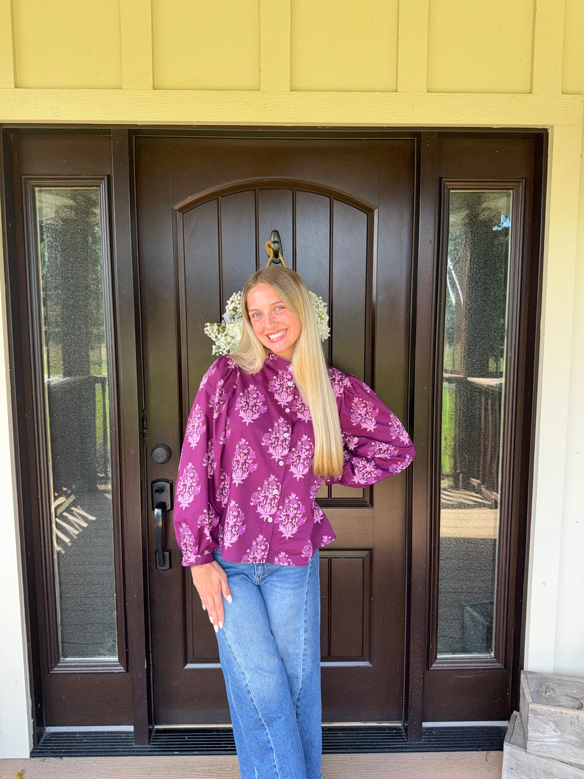 Floral purple blouse