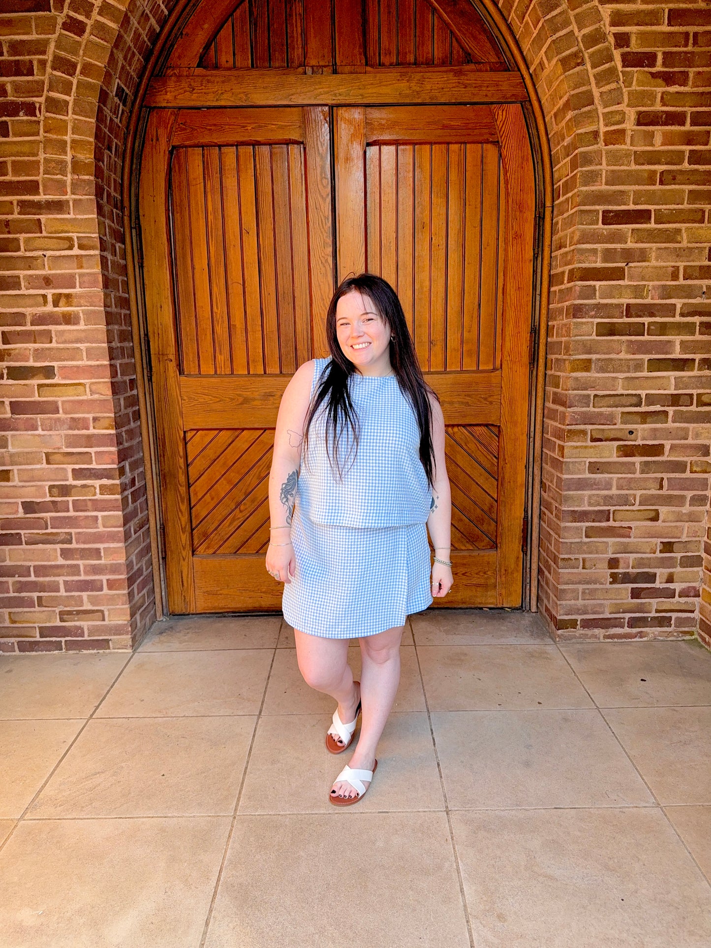 Blue Gingham Sleeveless Set