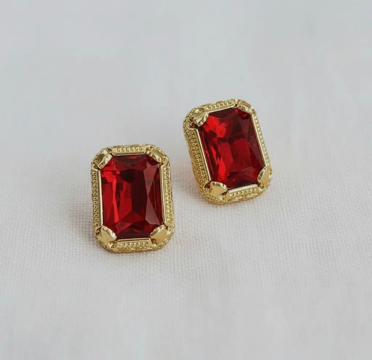 Red Crystal Drop Earrings
