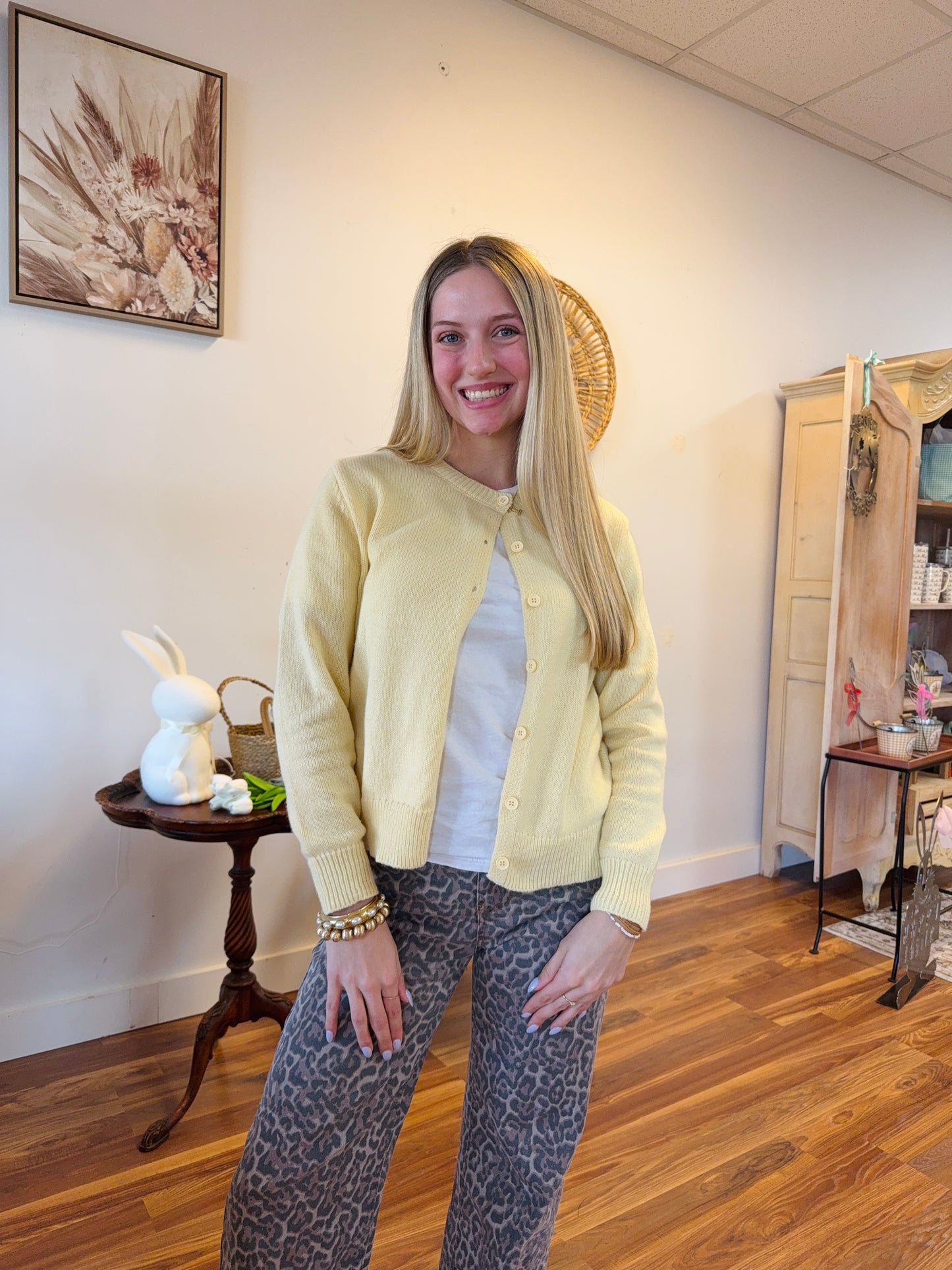 Yellow Long Sleeve Knitted Cardigan