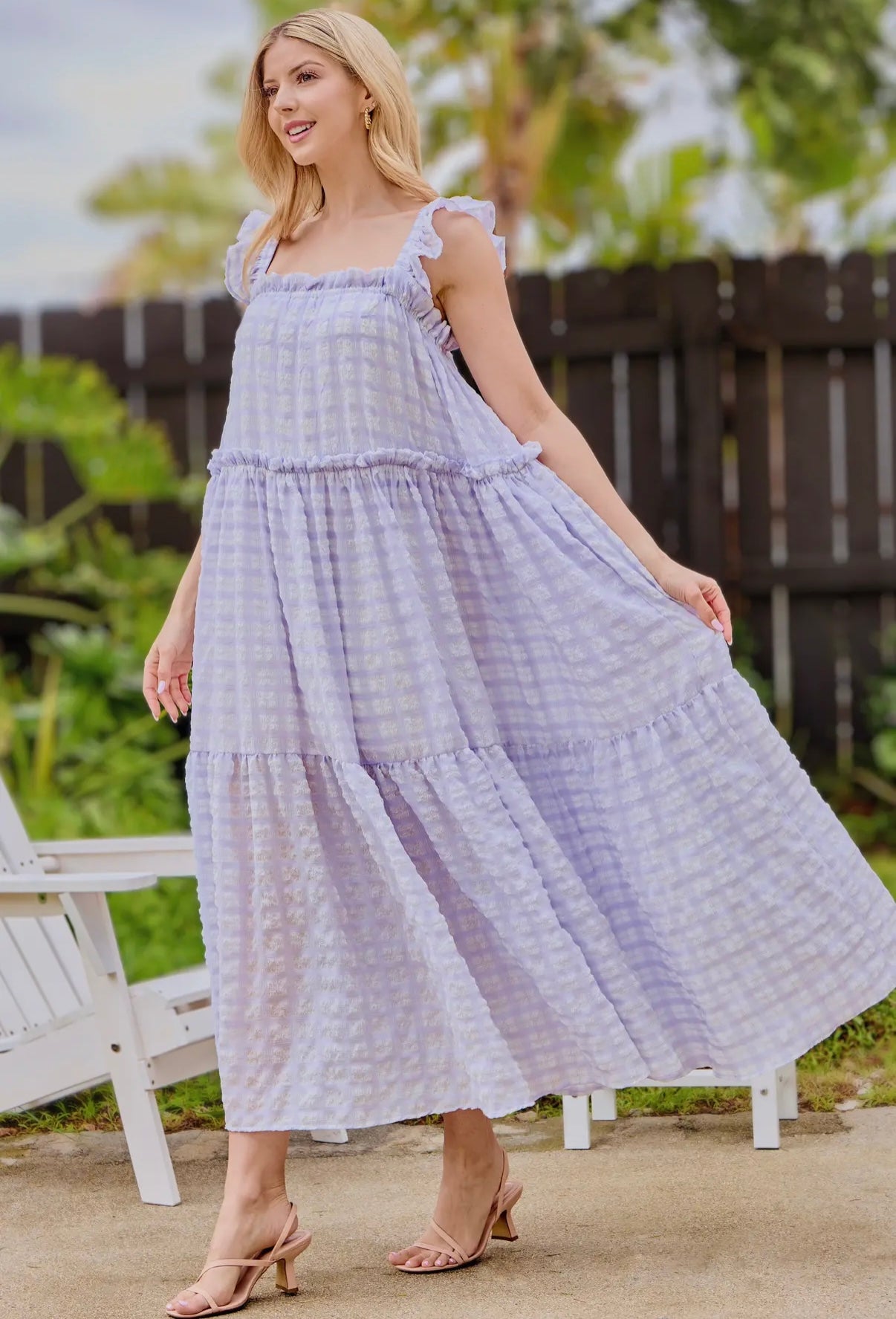 Gingham Tiered Maxi Dress