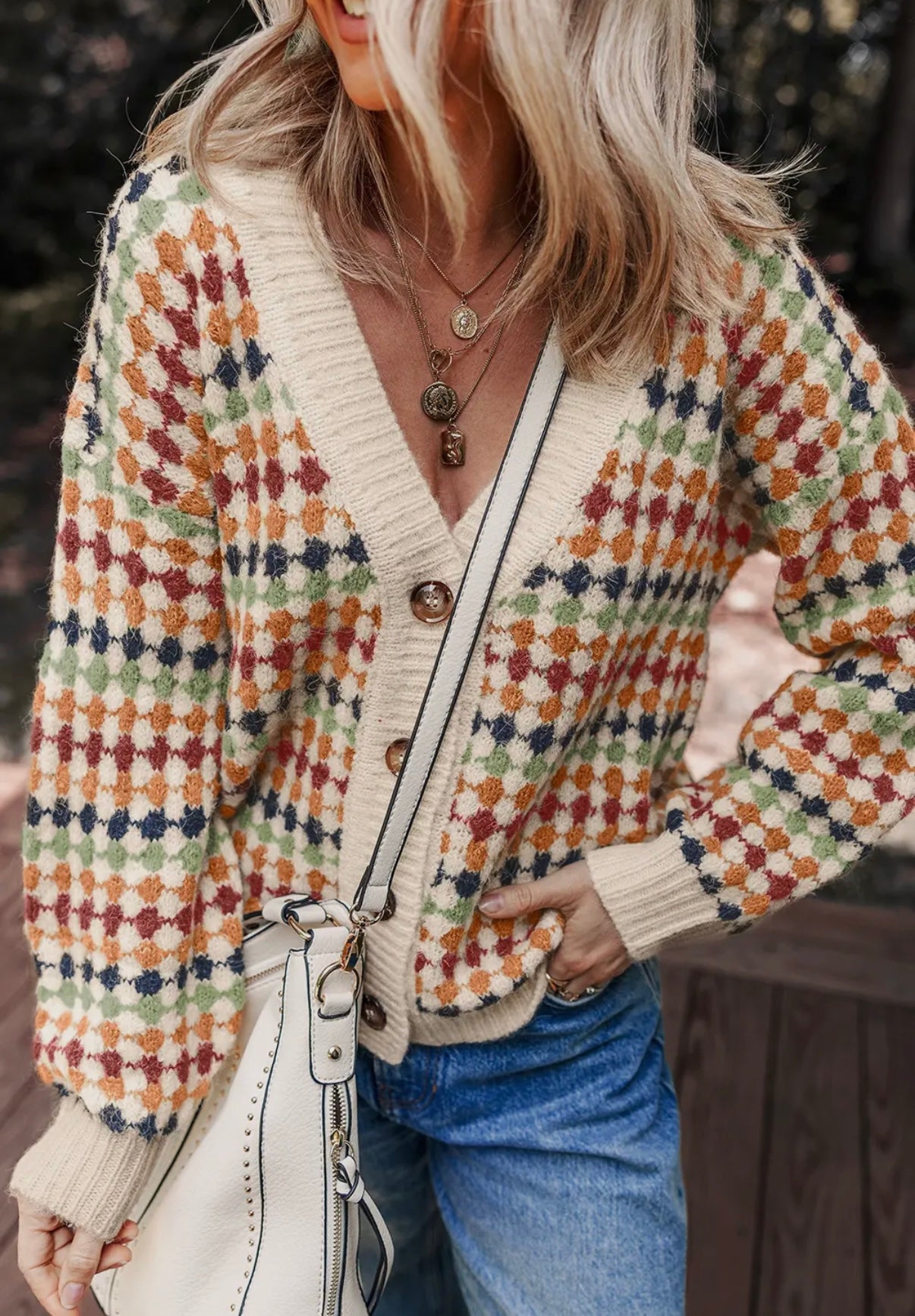 Multicolor V-Neck Cardigan