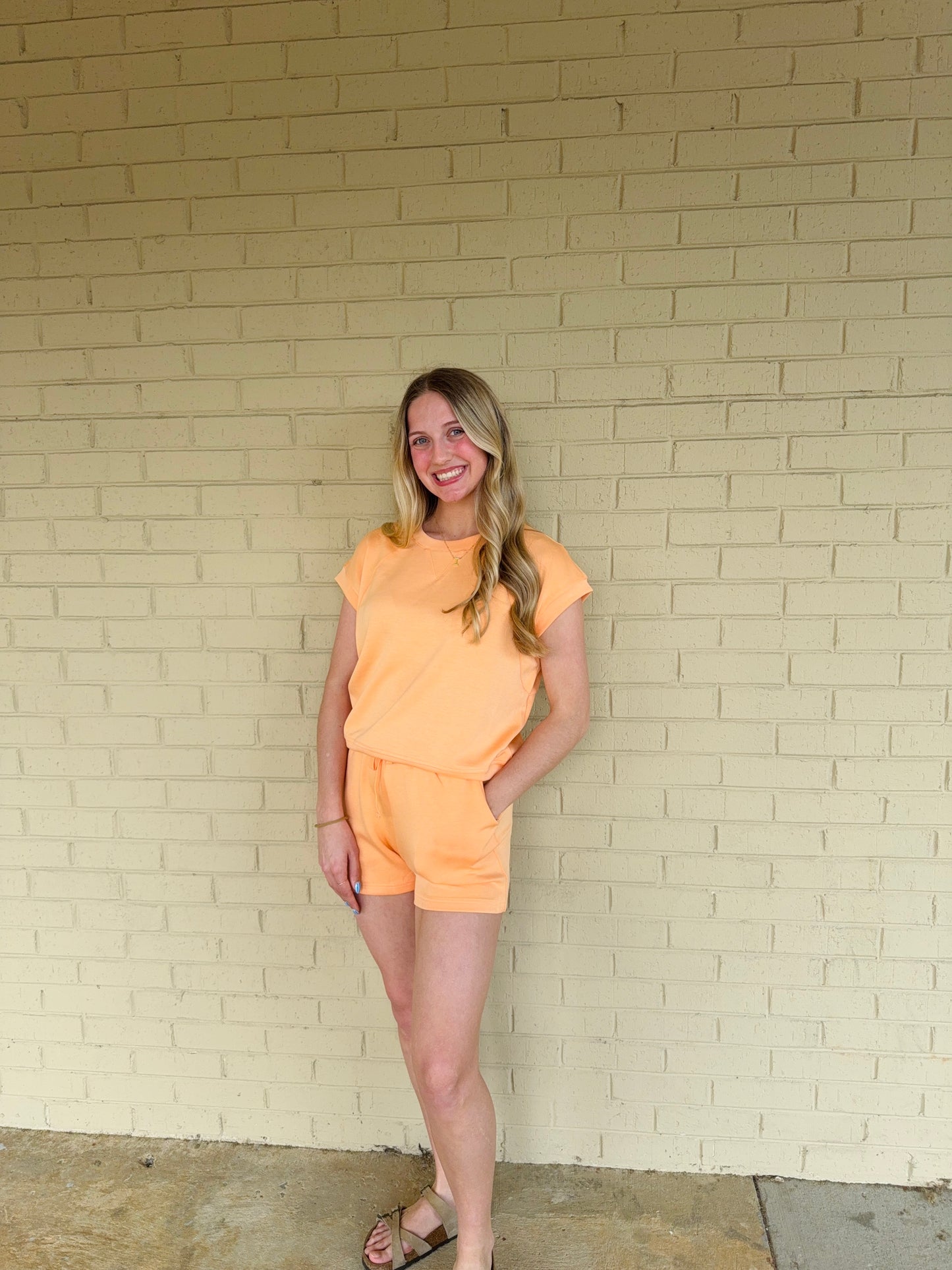 Sleeveless Orange Short Set
