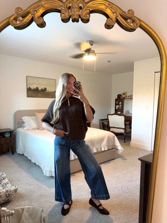 Half Zip Brown Sweater