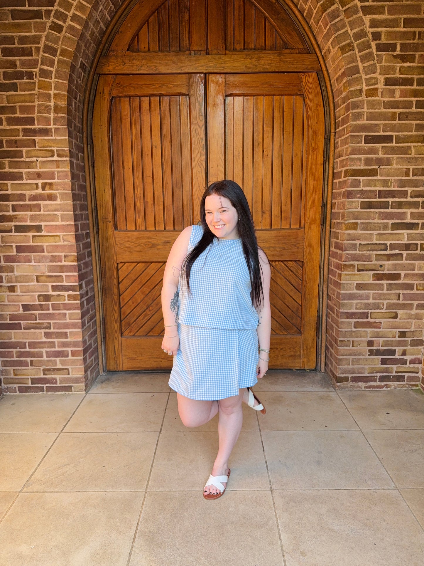 Blue Gingham Sleeveless Set