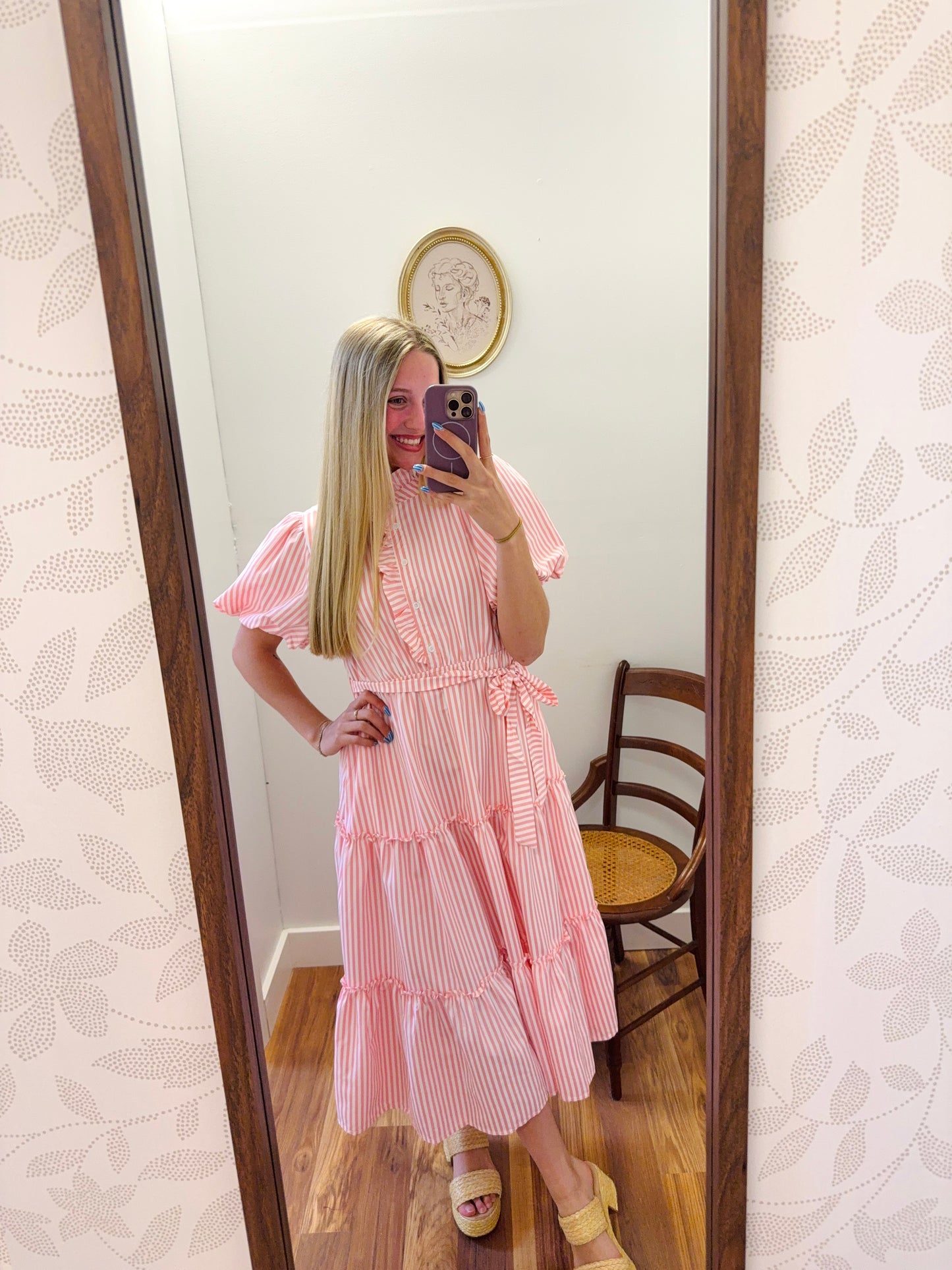 Rose Pink Striped Dress