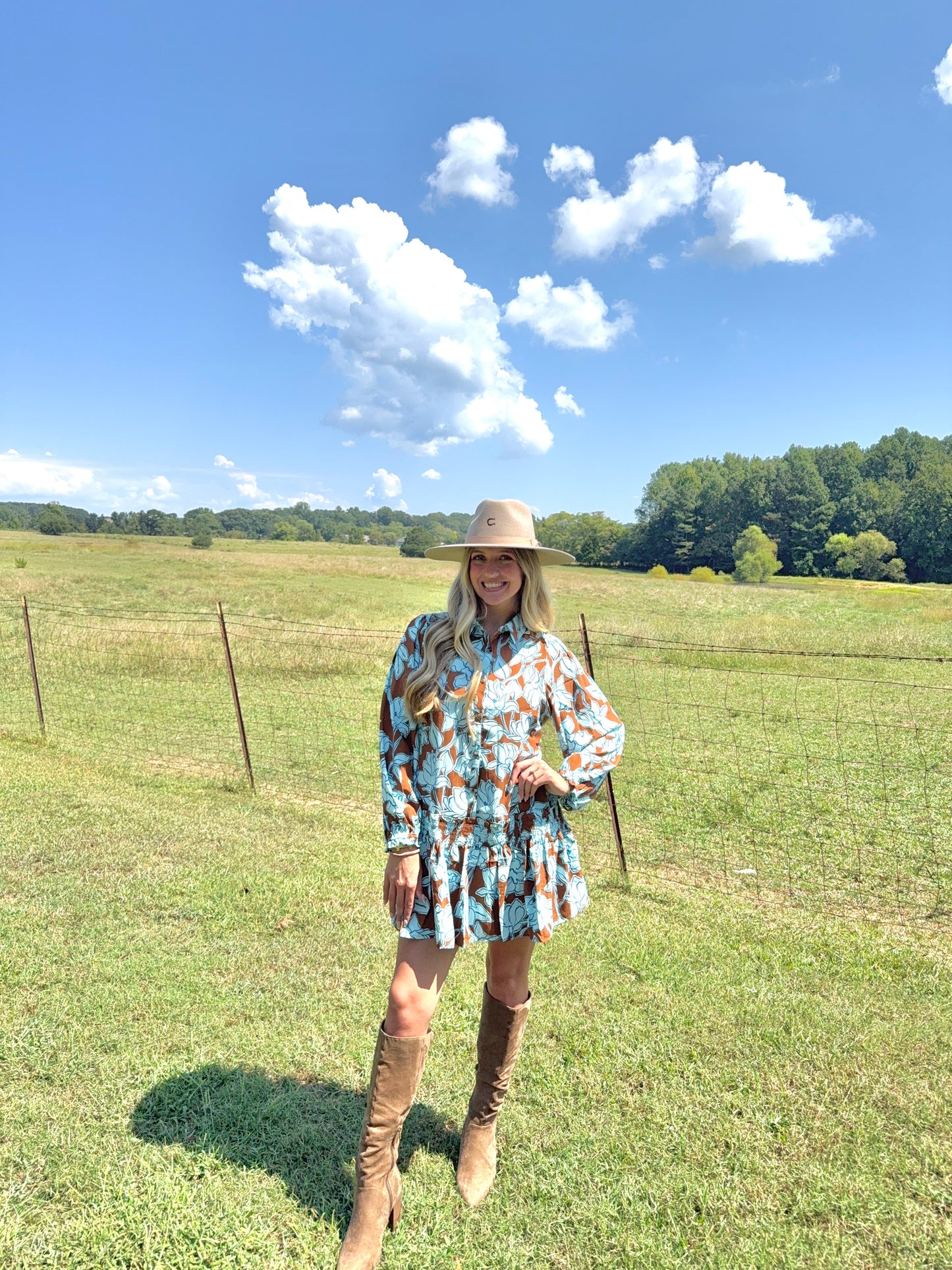 Mocha floral mini dress