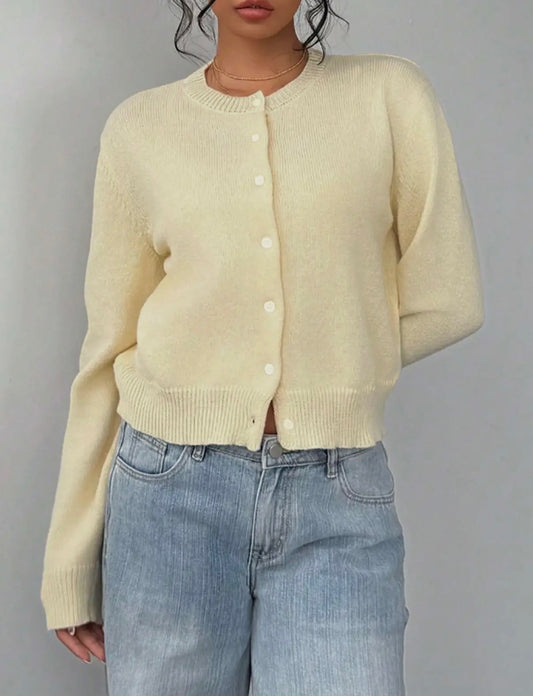 Yellow Long Sleeve Knitted Cardigan