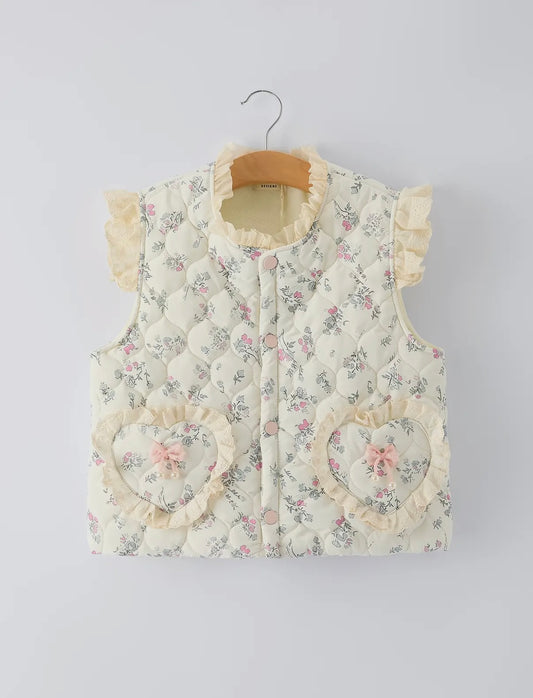 Floral Girls Puffer Vest