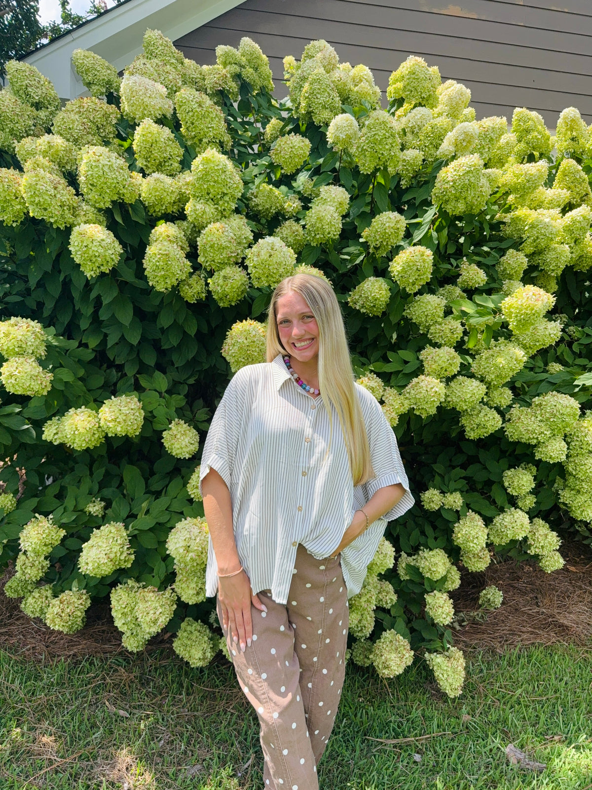 Brown polka dot jeans