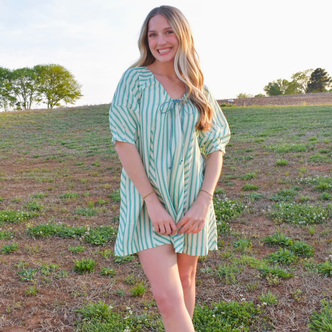 Green Striped Romper