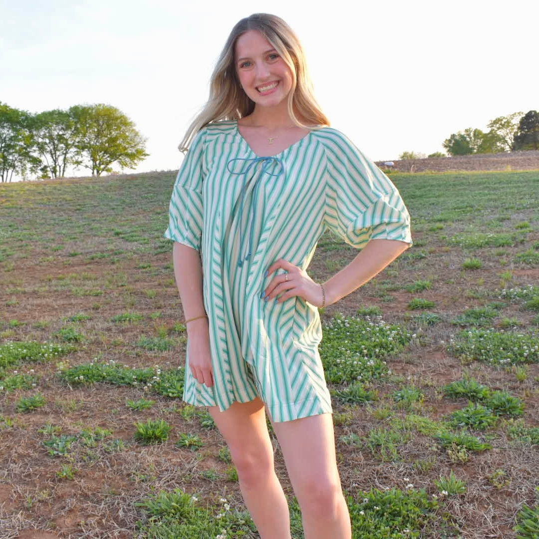 Green Striped Romper