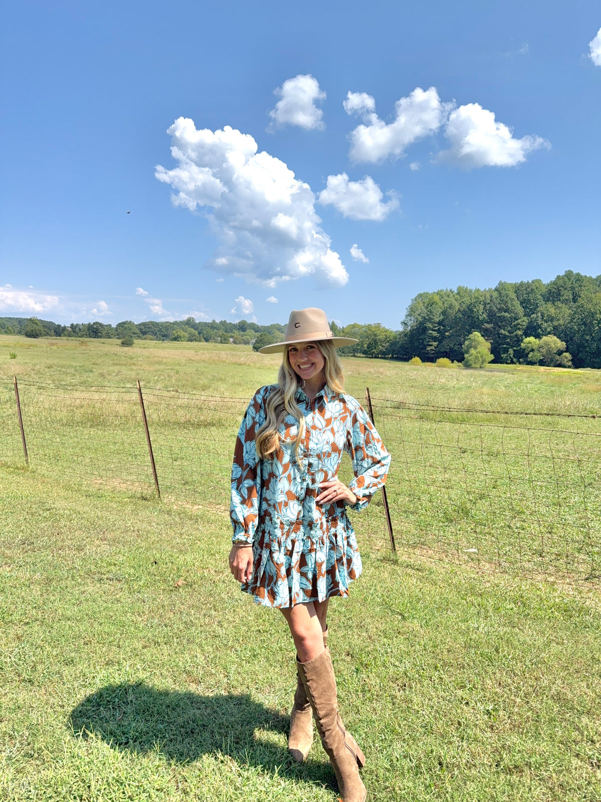 Mocha floral mini dress