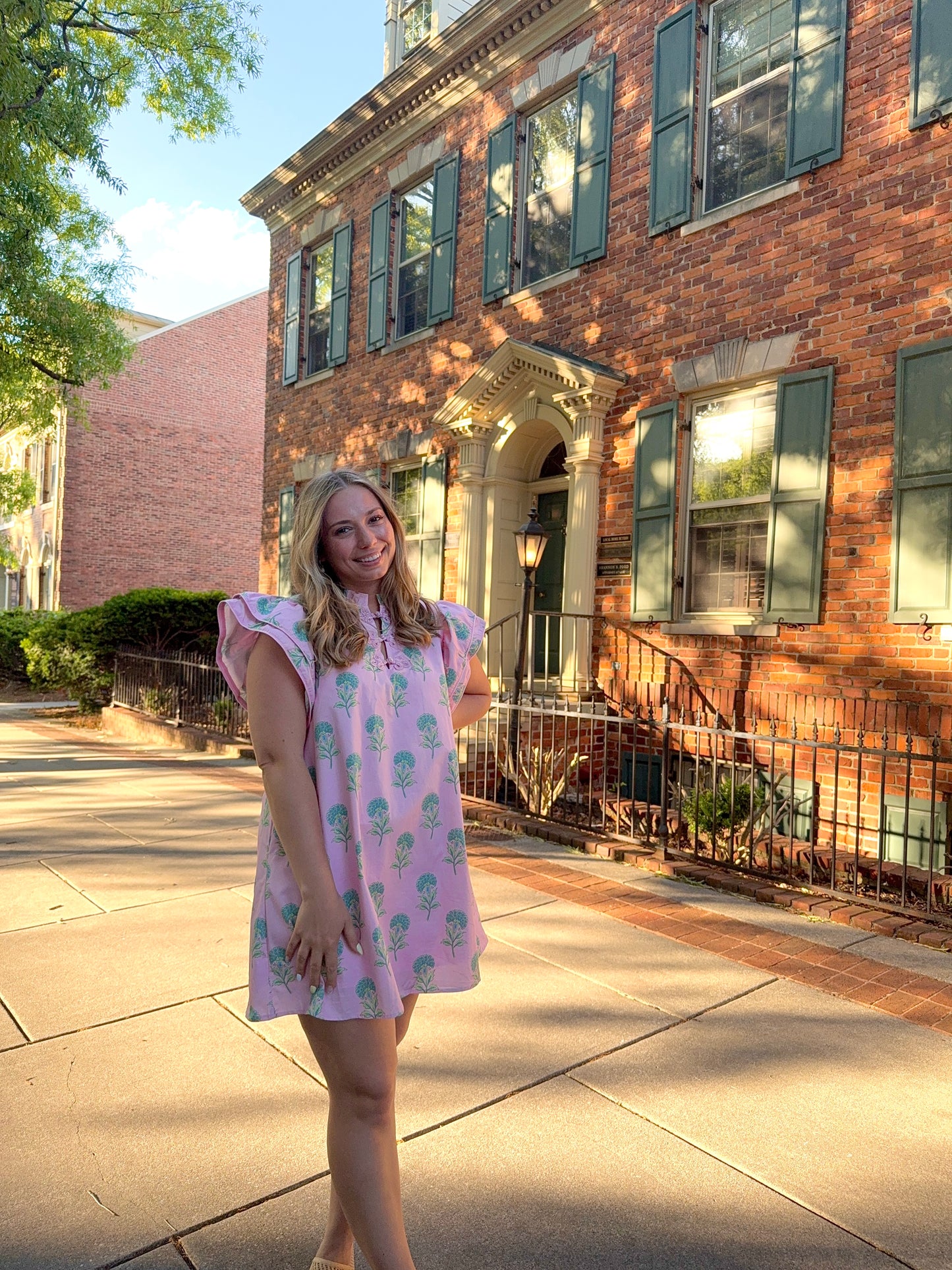 Pink Floral Print Mini Dress