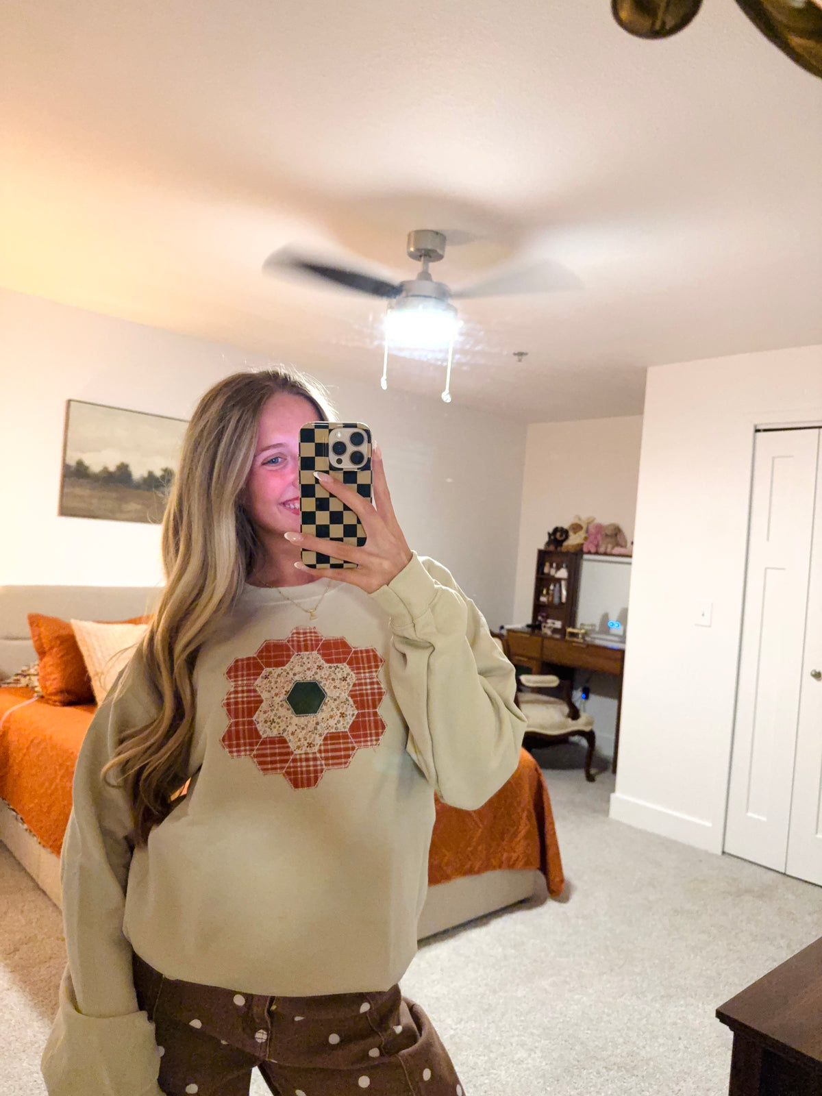 Fall quilt patchwork sweatshirt