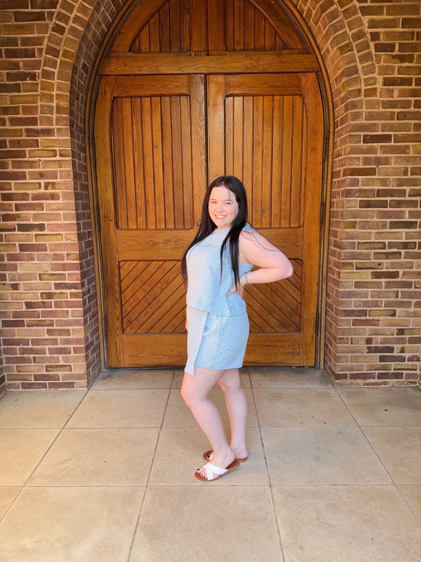 Blue Gingham Sleeveless Set