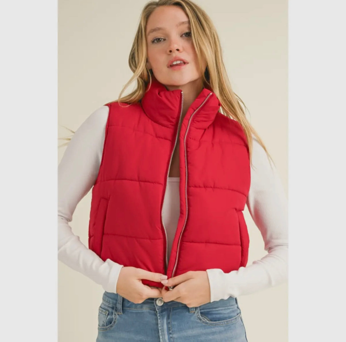 High Neck Cropped Vest