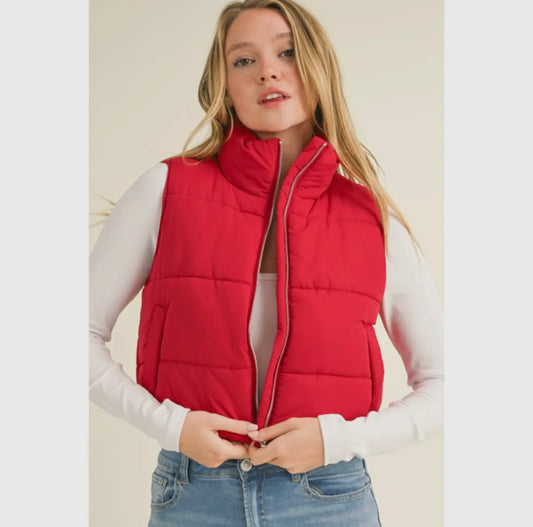 High Neck Cropped Vest