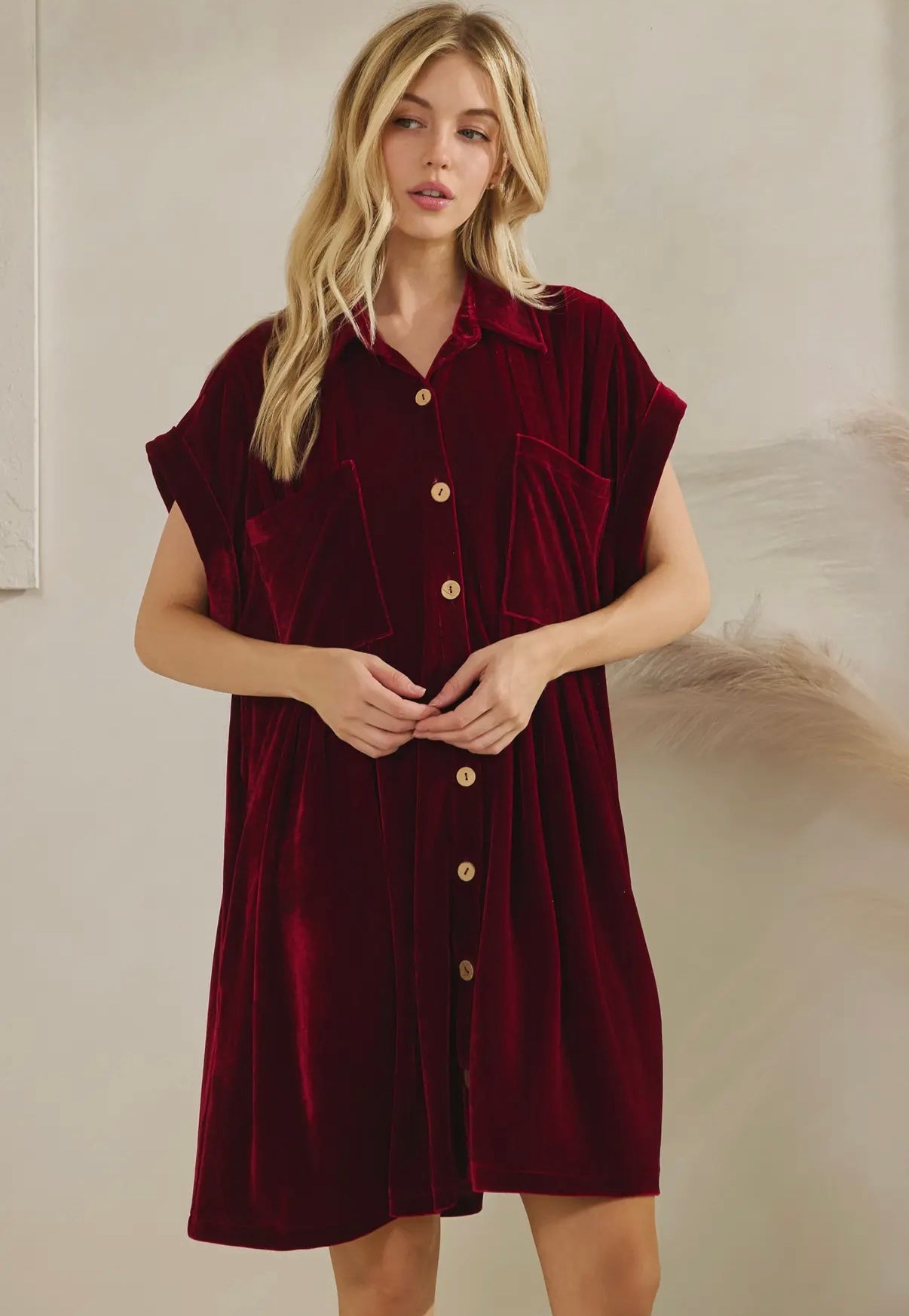 Velvet Pleat Dress