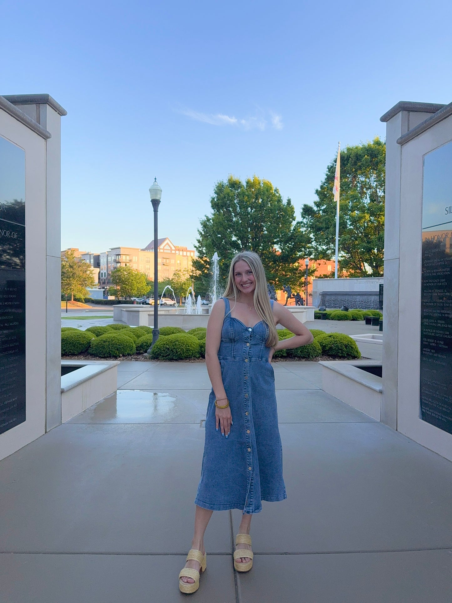 Button Down Denim Midi Dress
