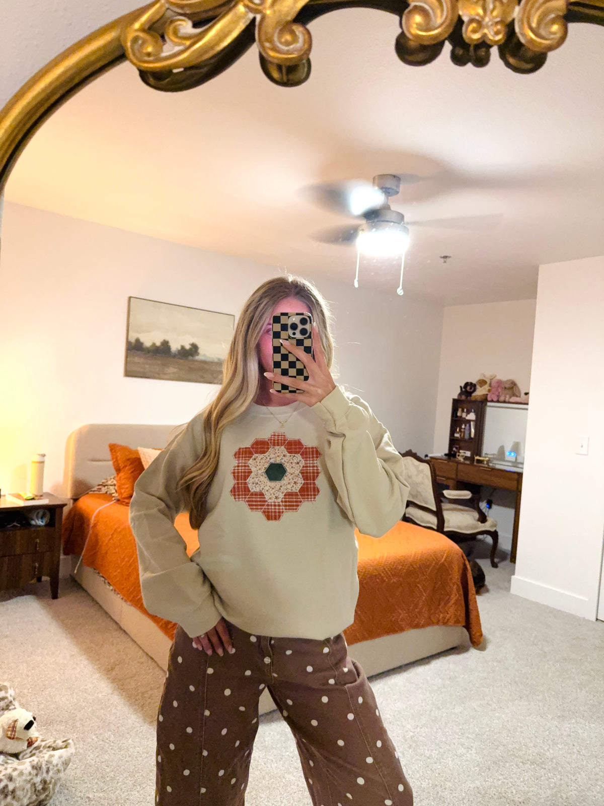 Fall quilt patchwork sweatshirt