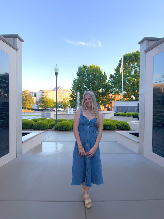 Button Down Denim Midi Dress