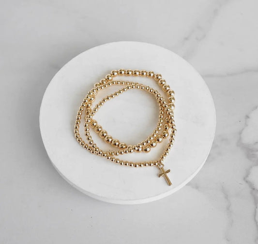 Minimal Cross Charm Bracelet Set