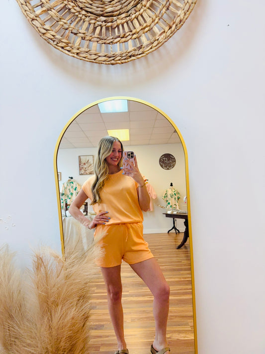 Sleeveless Orange Short Set