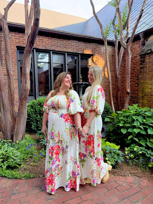 Taupe Multi Floral Maxi Dress