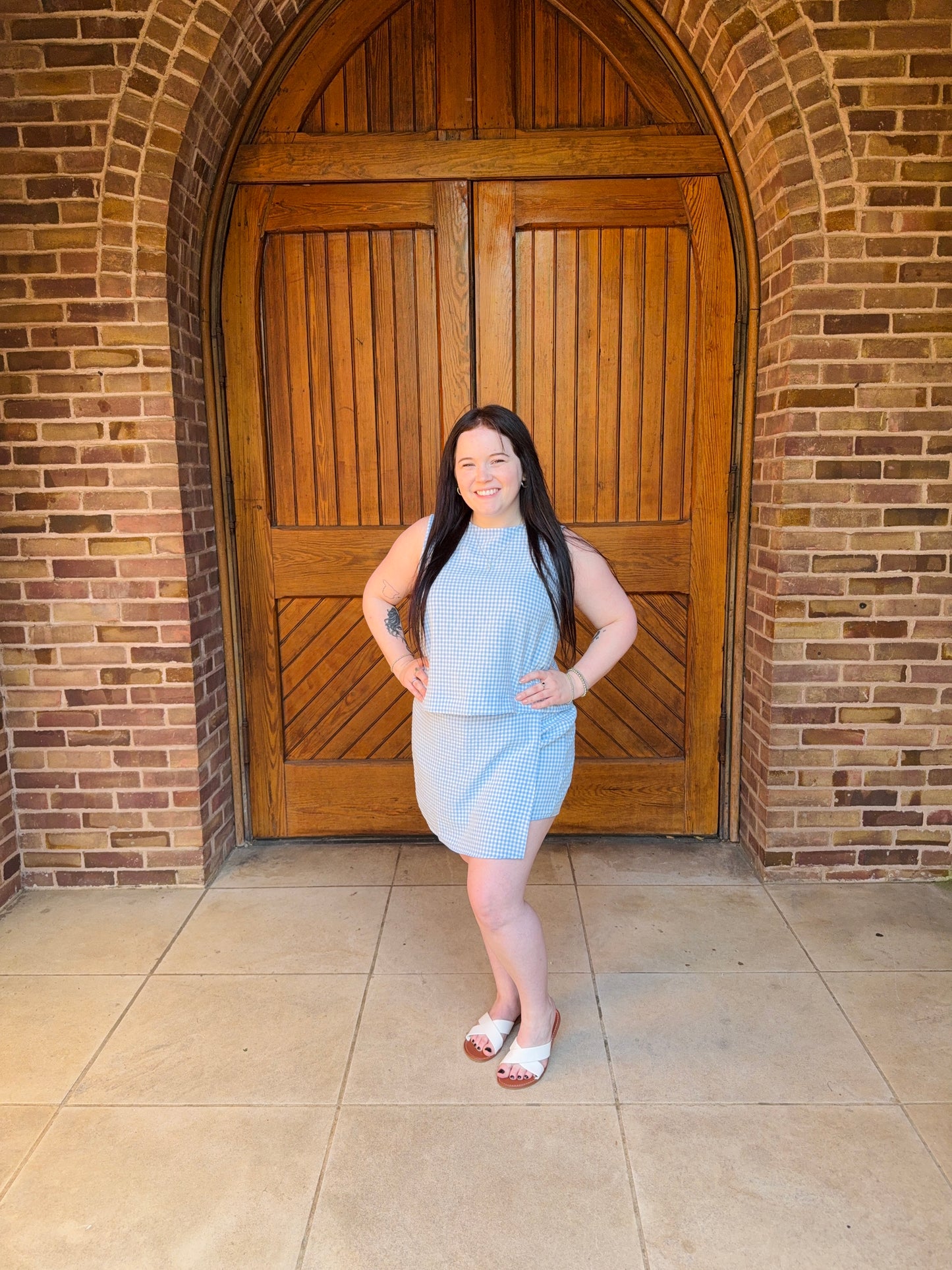 Blue Gingham Sleeveless Set