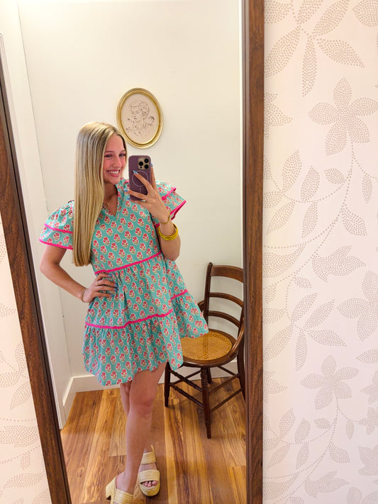 Floral Print Tiered Mini Dress