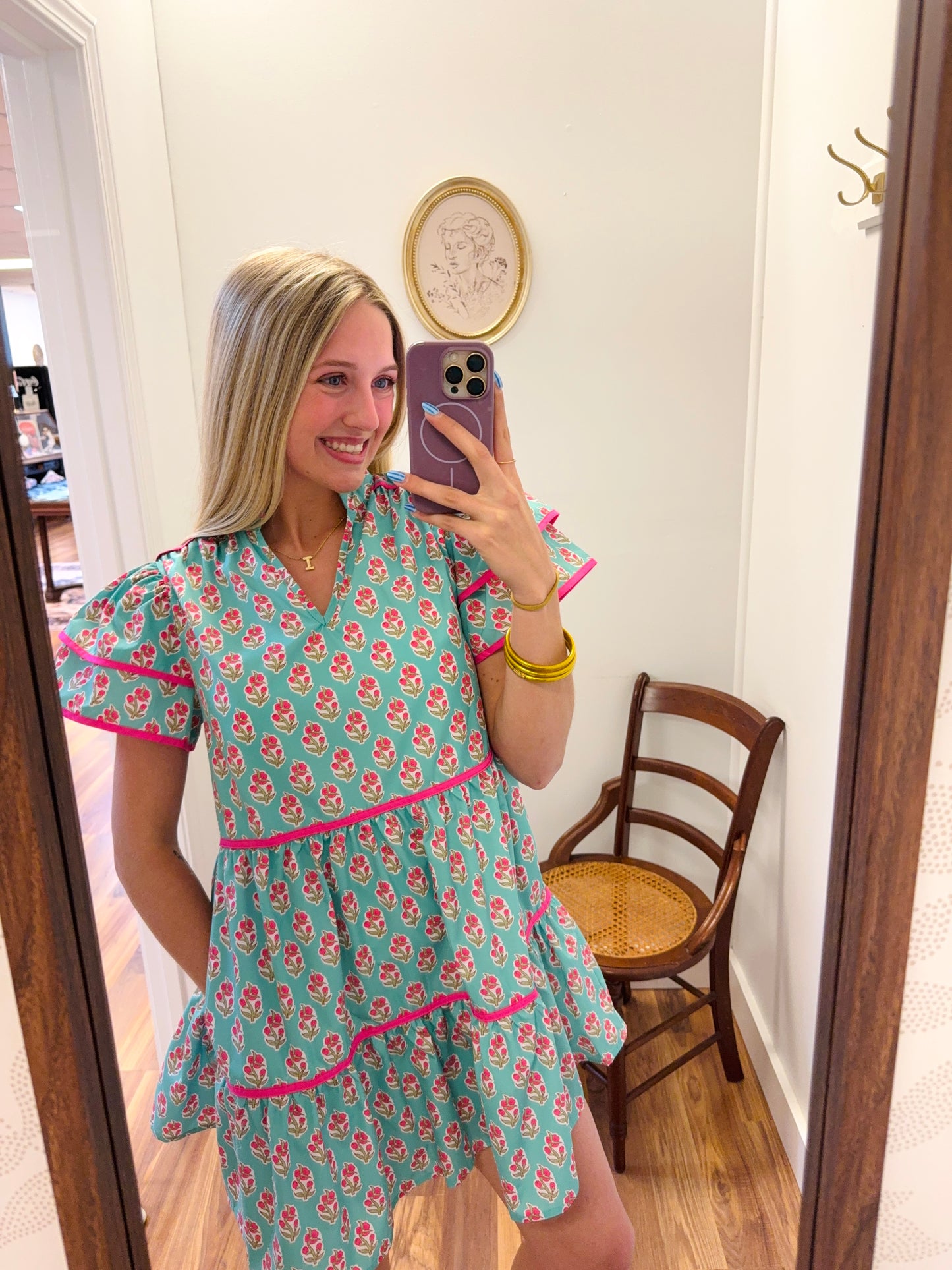 Floral Print Tiered Mini Dress