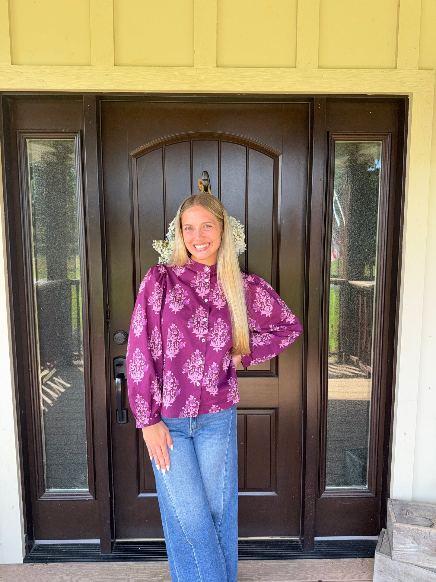Floral purple blouse