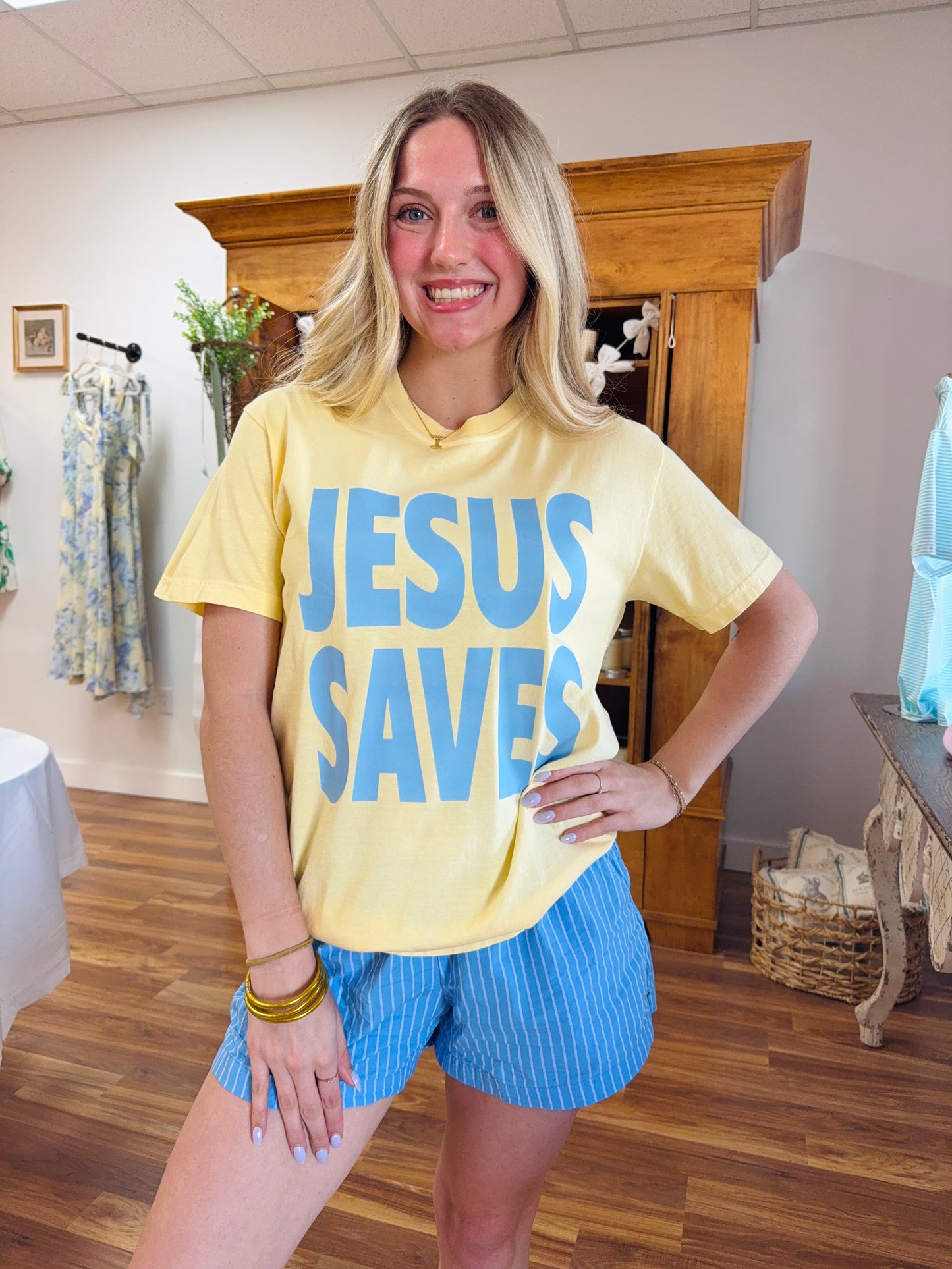 Jesus Saves Yellow Tee