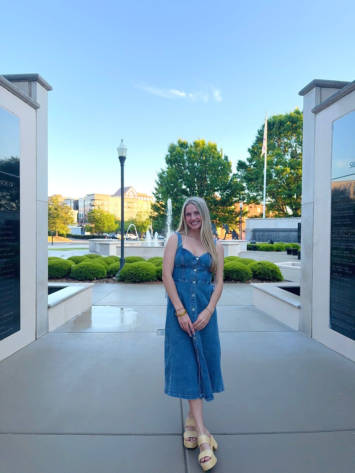 Button Down Denim Midi Dress