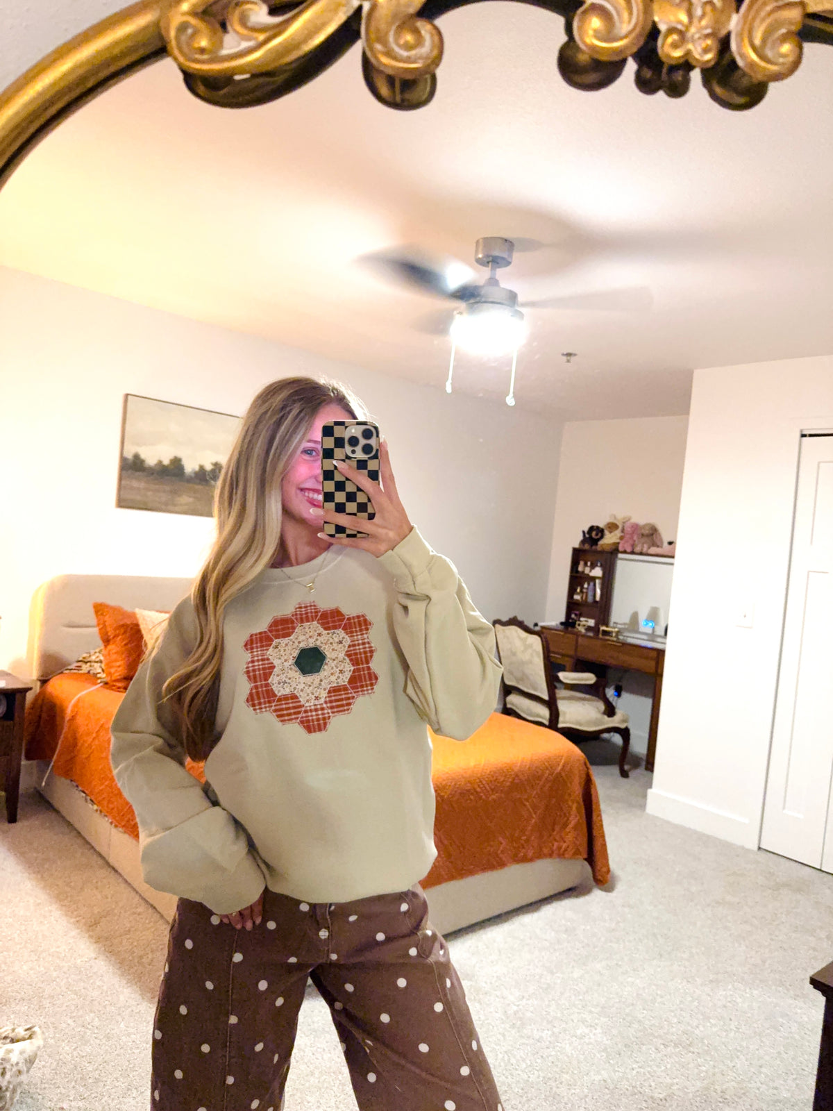 Fall quilt patchwork sweatshirt