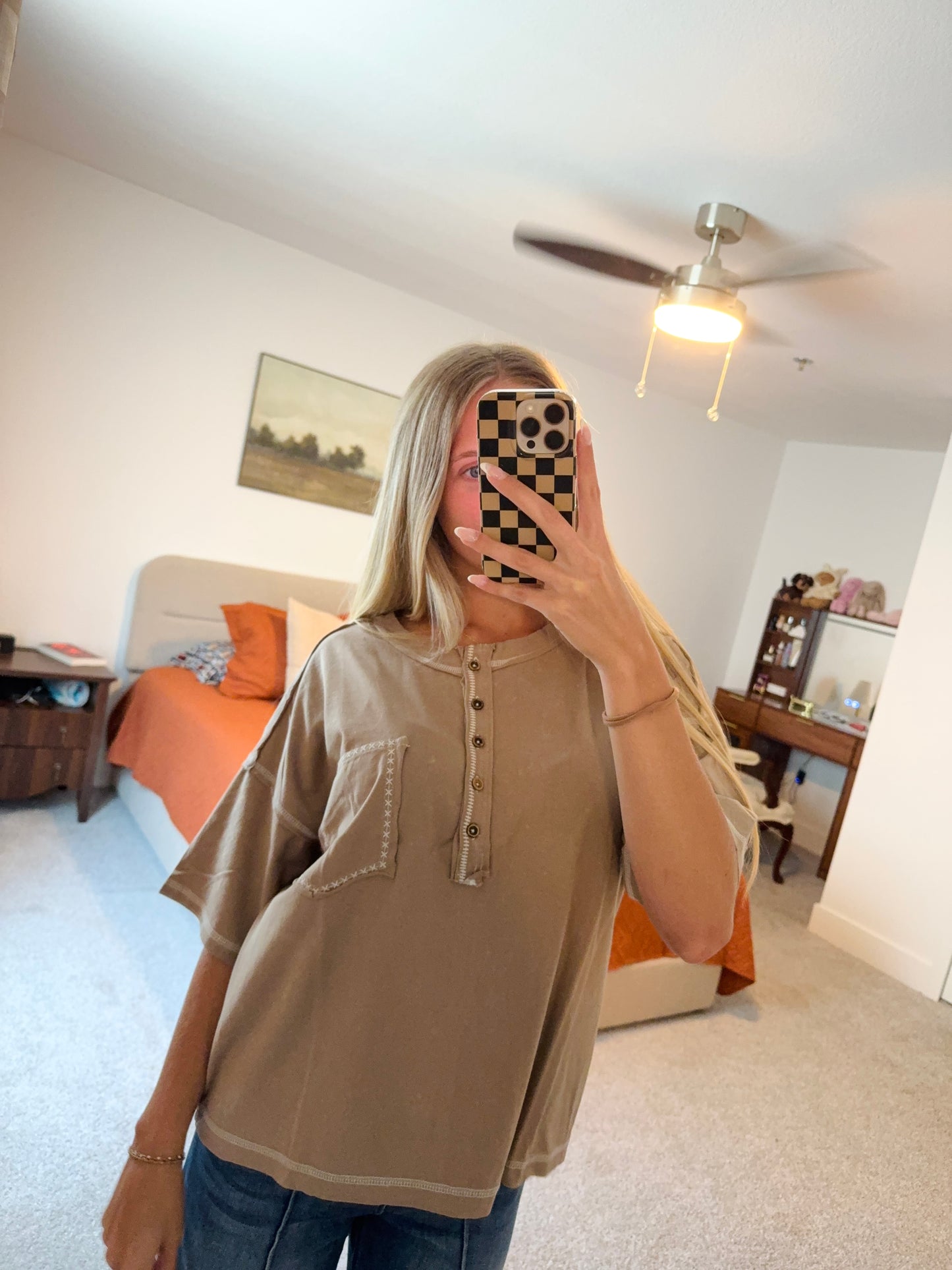 Mineral washed brown tee