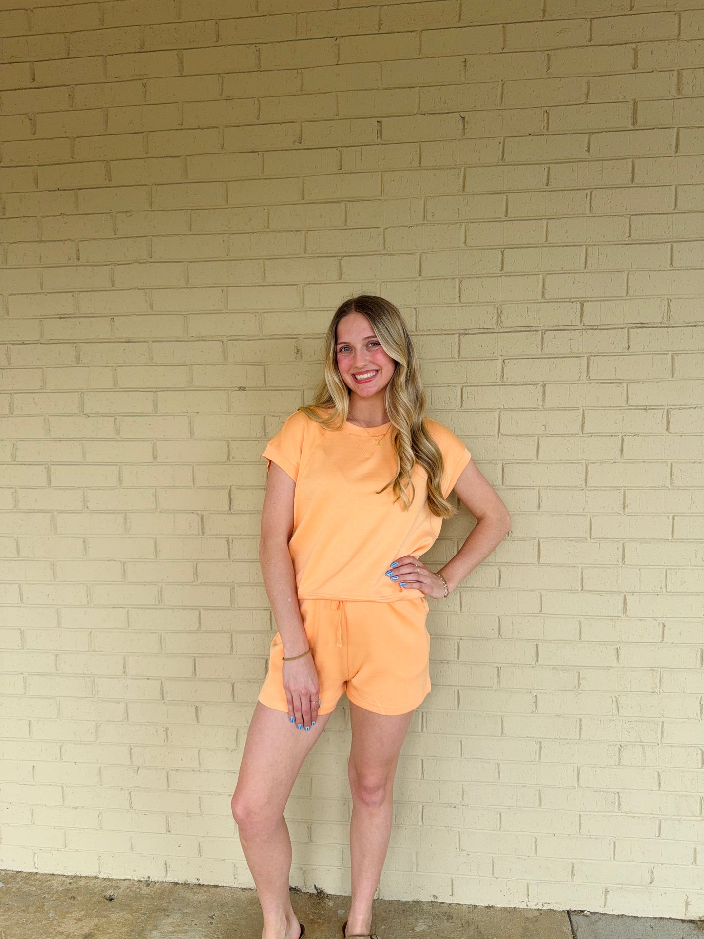 Sleeveless Orange Short Set