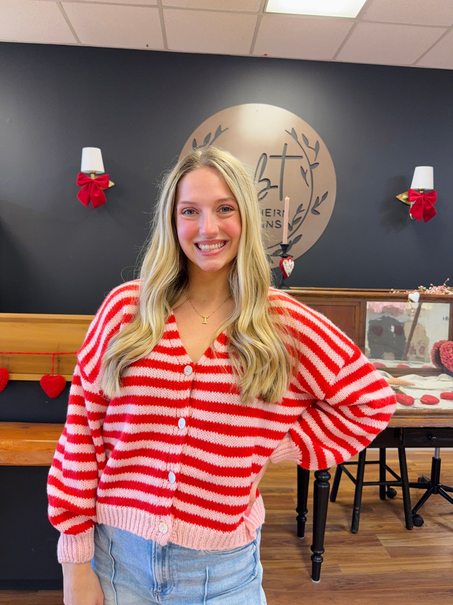 Red and Pink Cardigan