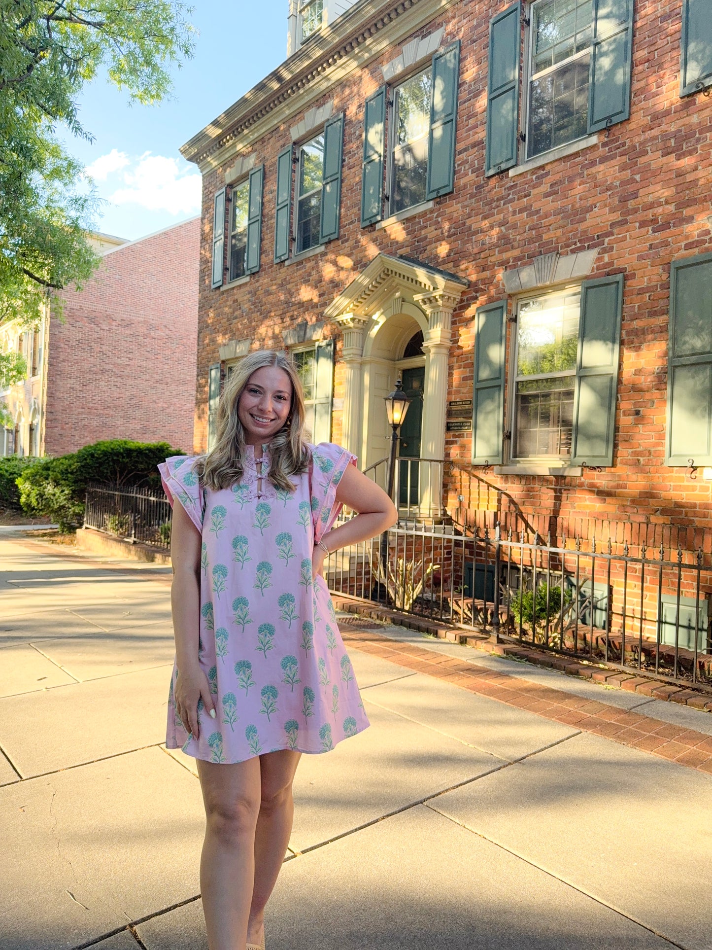 Pink Floral Print Mini Dress