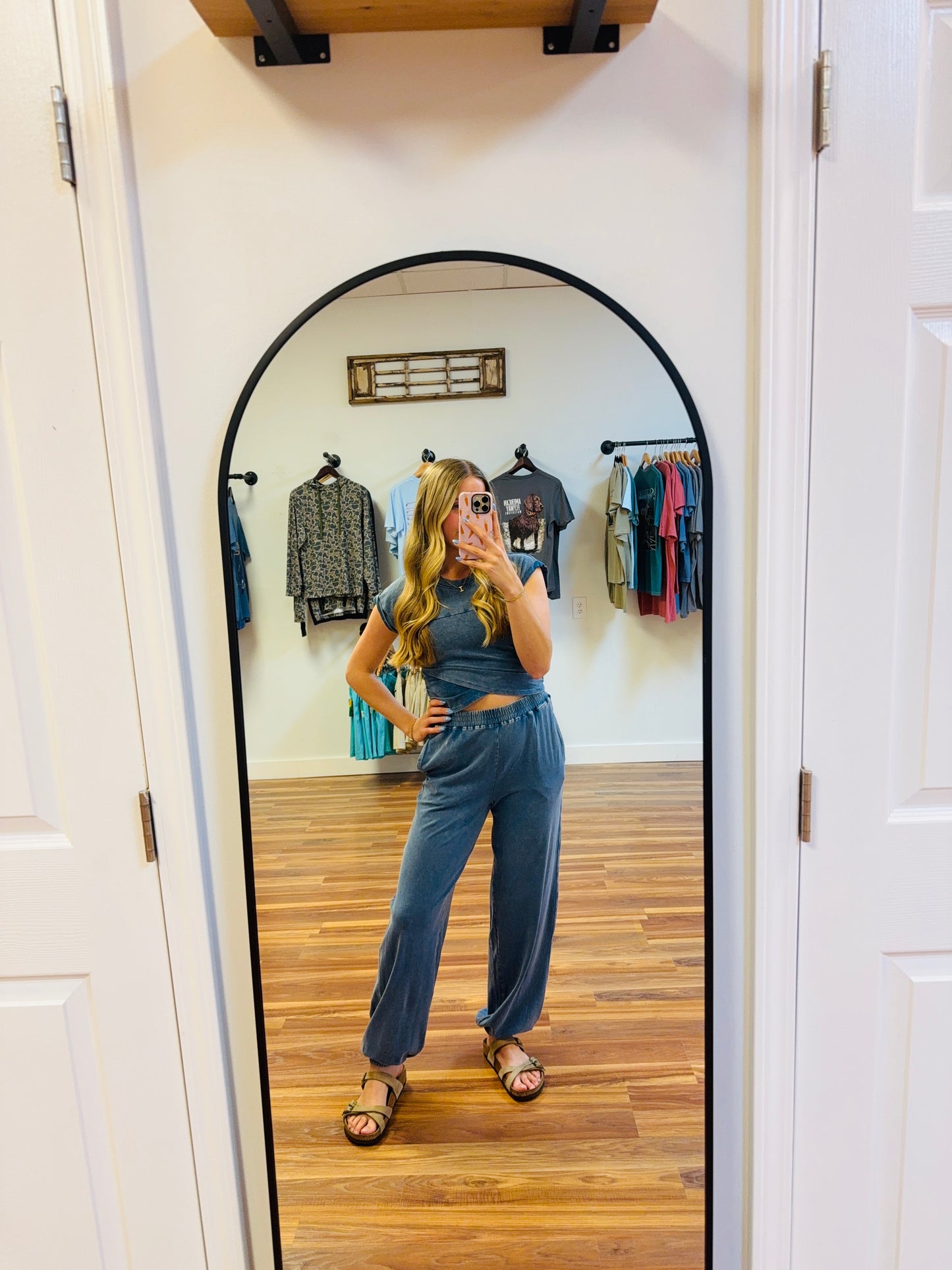 Two Piece Acid Wash Blue Set