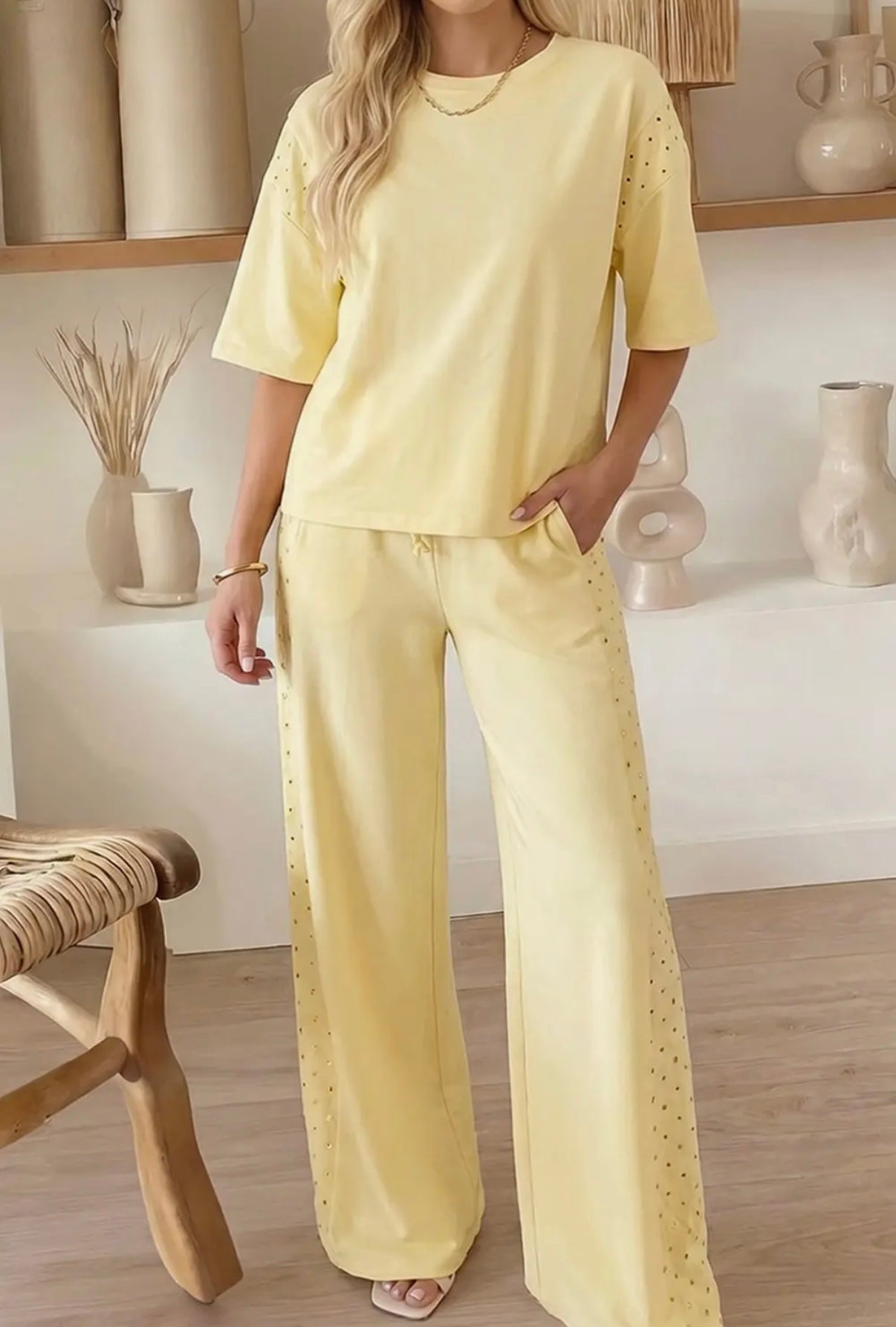 Eyelet Butter Yellow Set
