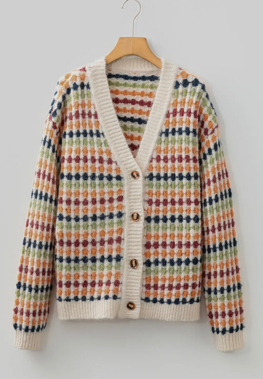 Multicolor V-Neck Cardigan