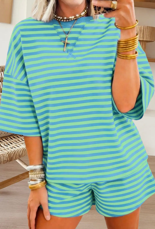Blue & Green Striped Set