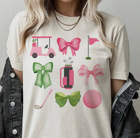 Preppy Golf Collage Country Club Graphic Tee